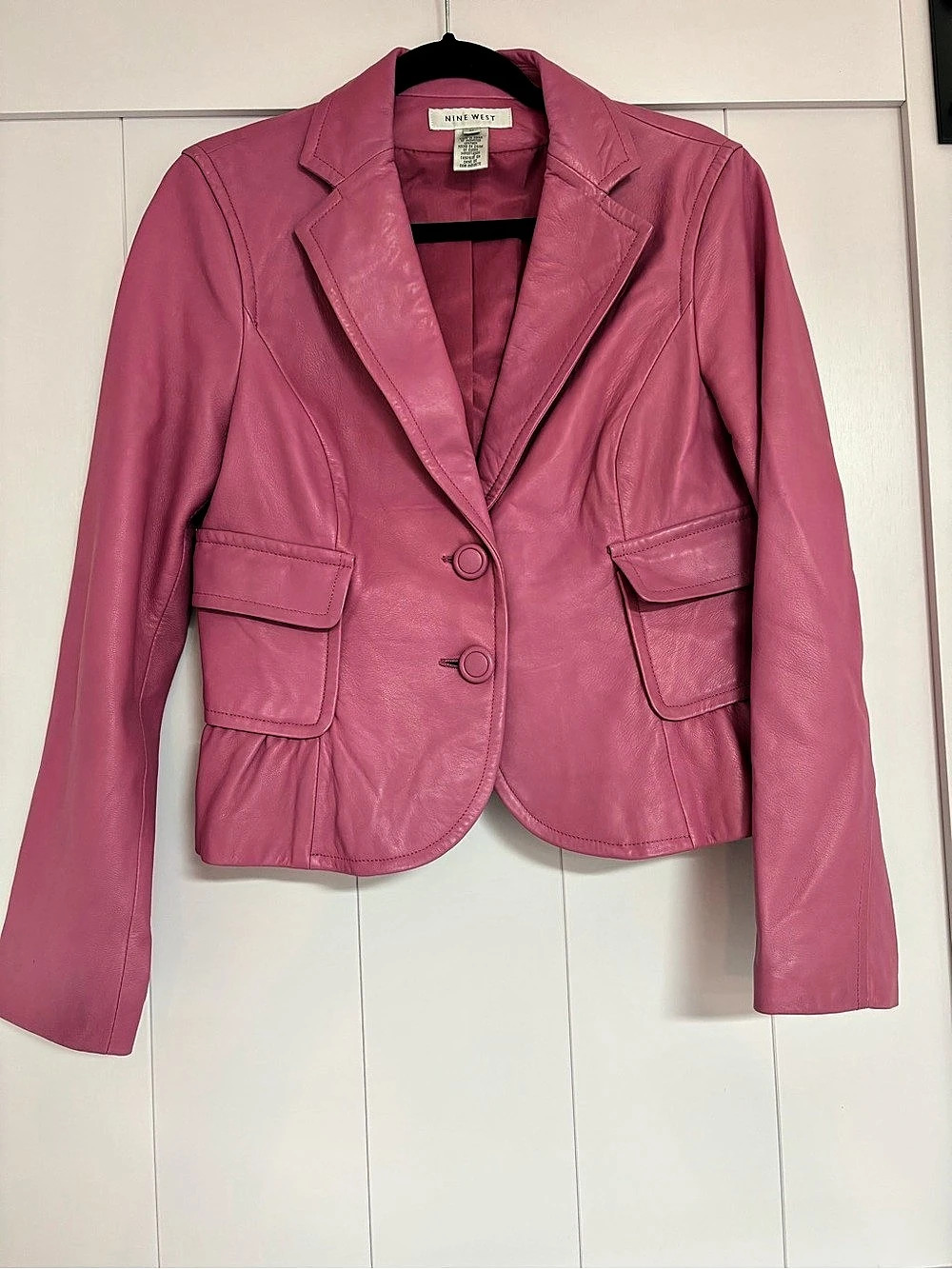 Nine West Pink Leather Jacket Size Medium Like New